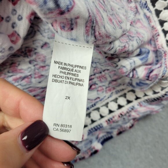 Lucky Brand Womens Shirt Size 2X Boho‎ Peasant Feminine Cottagcore Dainty Tassel - Picture 9 of 13